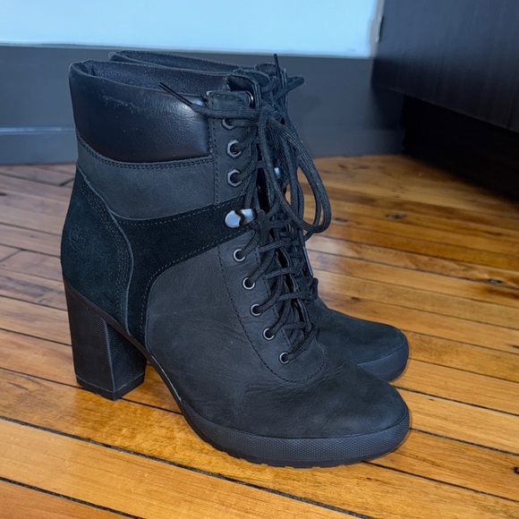 Timberland Camdale Women's Black Lace-Up Heeled Boots - Size 7.5 - Picture 9 of 9